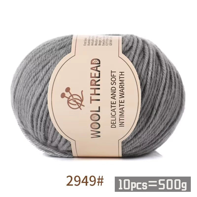 500g 290 Fil de laine d'alpaga peigné moyennement grossier, kit de matériel de tricot fait à la main chaud et à la mode pour l'automne et l'hiver, plusieurs couleurs de boules de fil pour fabriquer des pulls, des foulards