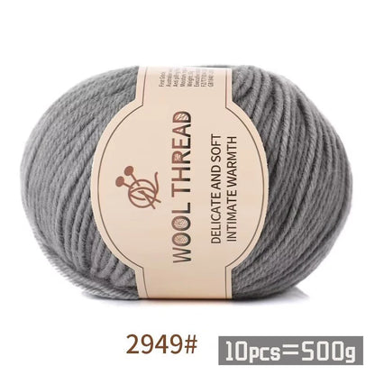 500g 290 Fil de laine d'alpaga peigné moyennement grossier, kit de matériel de tricot fait à la main chaud et à la mode pour l'automne et l'hiver, plusieurs couleurs de boules de fil pour fabriquer des pulls, des foulards