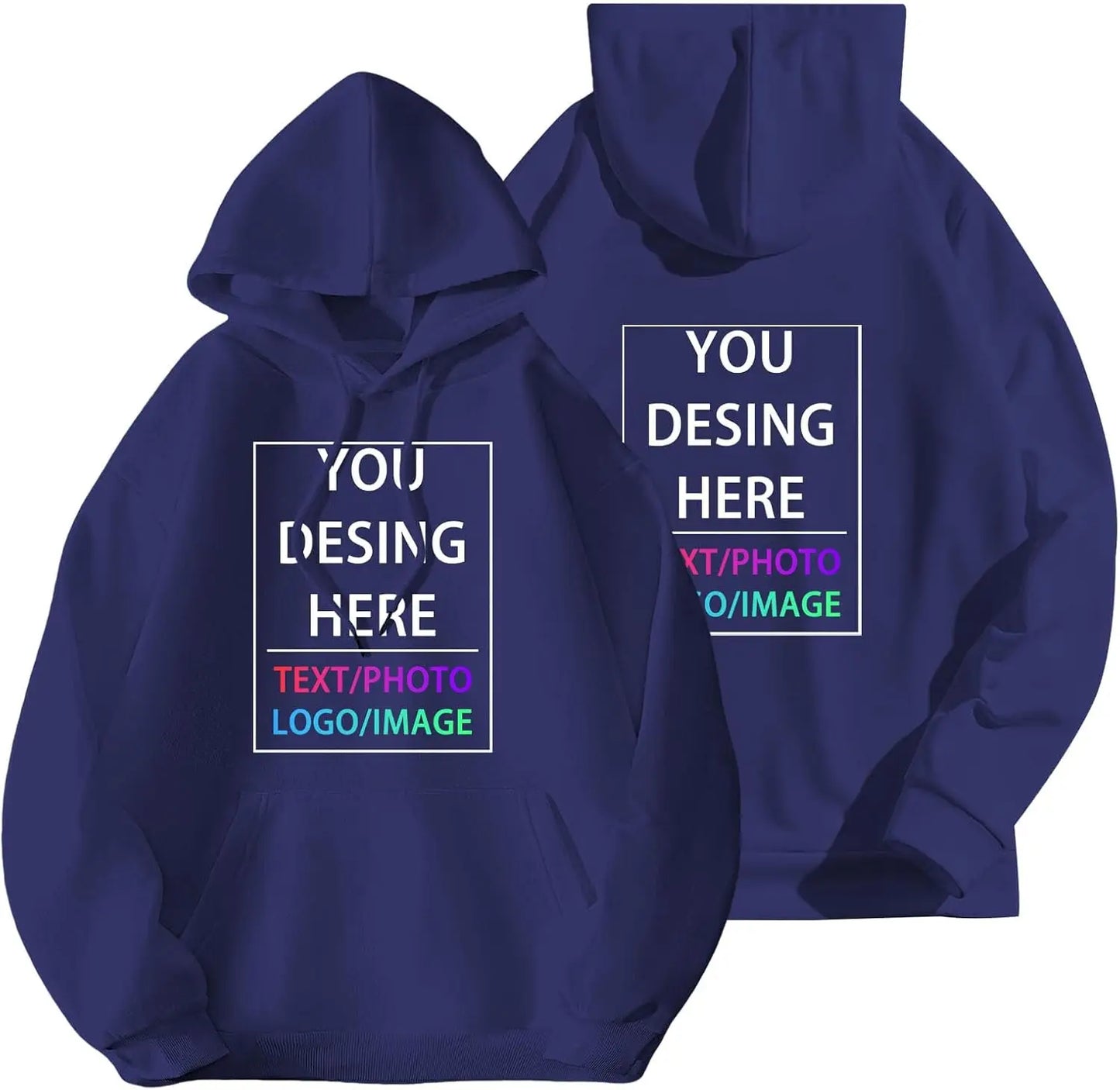 Sweat à capuche personnalisé pour hommes et femmes, concevez votre propre sweat à capuche personnalisé avec ajoutez votre texte et Photo, hauts à cordon réglable