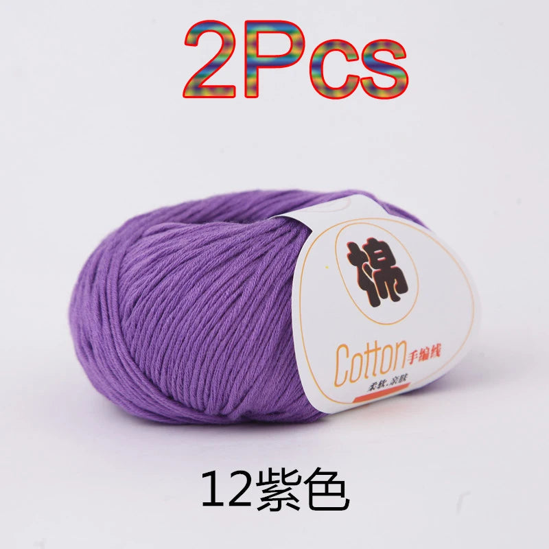 Fil à tricoter doux 100% coton, 2 pièces, fil au Crochet pour tricot, pull, couverture, gants, chapeau, écharpe, crochet, sac amigurumi, pantoufle