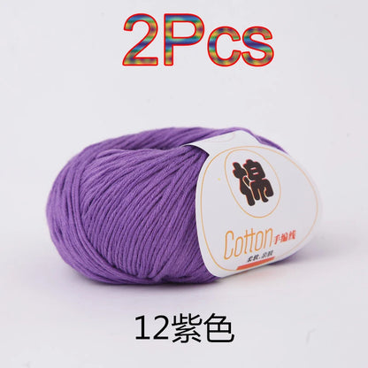 Fil à tricoter doux 100% coton, 2 pièces, fil au Crochet pour tricot, pull, couverture, gants, chapeau, écharpe, crochet, sac amigurumi, pantoufle
