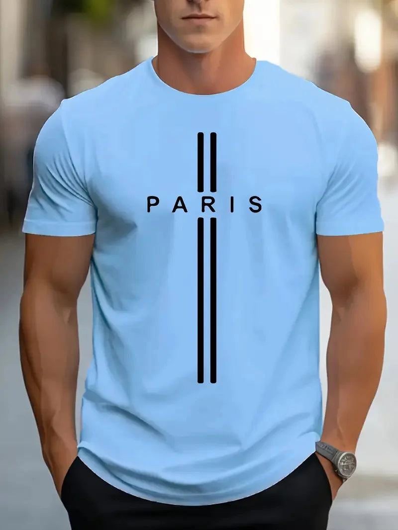 Mode hommes simple couleur unie imprimé à manches courtes été hauts rue mode col rond T-shirt hommes T-shirt ample