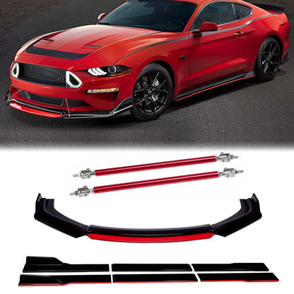 Kit universel de carrosserie de lèvre de pare-chocs avant de voiture + séparateur de becquet de jupe latérale de 2M + tiges de support de 20CM pour Honda pour Nissan protection de carrosserie de voiture