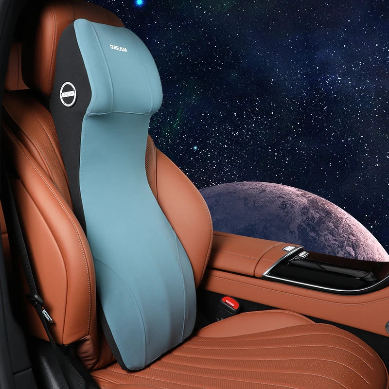 Appui-tête en cuir pour voiture, Support lombaire en mousse à mémoire de forme, oreiller de cou, coussin de dos, Support de taille, accessoires d'intérieur de voiture