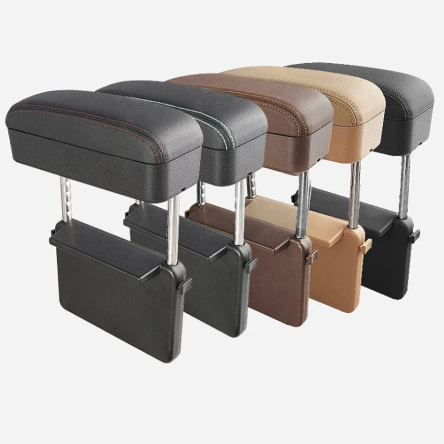 Leather Auto Car SUV Front Seat Side Gap Center Console Storage Box Organizer Pocket Adjustable Lifeable Armrest