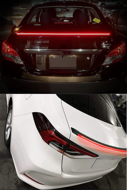 SEAMETAL 120cm Led Spoiler lumière universelle en Fiber de carbone voiture becquet arrière lampe à flux la troisième feu Stop feux de signalisation d'arrêt 12V
