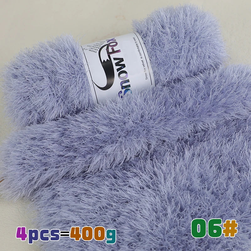 Fil de fausse fourrure 400g, fil de plumes, fil de cils, fil épais pour tricoter à la main, adapté au tricot de grands manteaux, pyjamas, foulards, chapeaux, châles, gilets