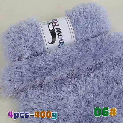 Fil de fausse fourrure 400g, fil de plumes, fil de cils, fil épais pour tricoter à la main, adapté au tricot de grands manteaux, pyjamas, foulards, chapeaux, châles, gilets