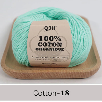QJH 100% fil de coton, fil de poids de Sport pour bébé en coton, fil Amigurumi, fil doux d'été, fil au Crochet/à tricoter-6 pièces