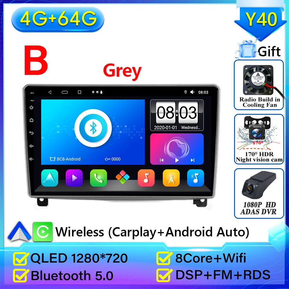 Autoradio Carplay pour Peugeot 407 2004-2011 Android 15 Navigation GPS Android Auto stéréo Android 15 vidéo 2K BT 4G No 2din DVD