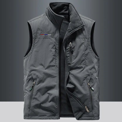 Gilets chauds en polaire pour hommes, multi-poches, vestes d'escalade sans manches, gilets Cargo pour porter des deux côtés, 6X, nouvelle collection automne
