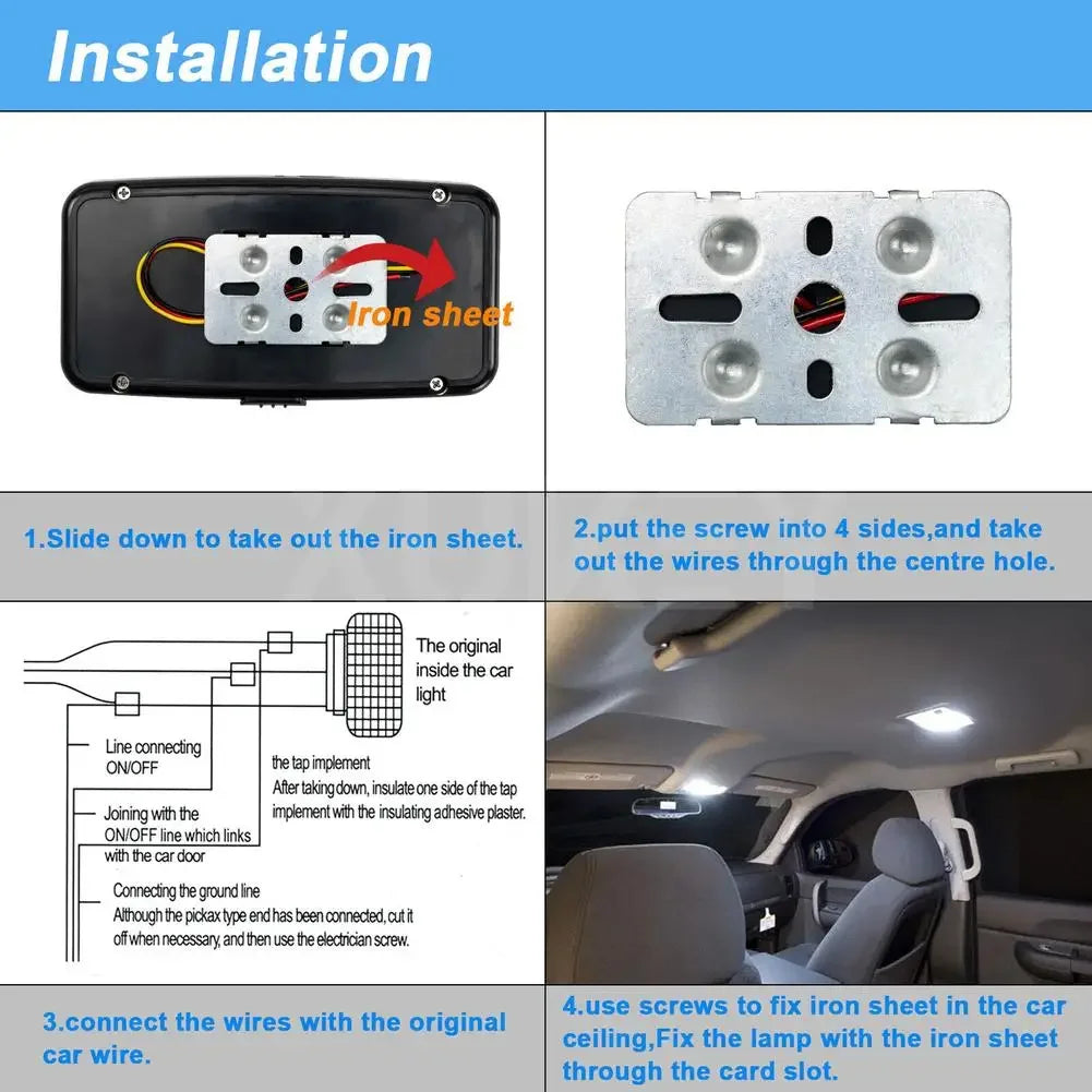 Plafonnier de toit intérieur de voiture, 36led, lampe de lecture universelle pour coffre, pièces de rechange