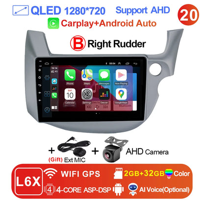 LEHX-Autoradio L6 Pro Android 14, 4G, Carplay, DVD, Stéréo, 2 DIN, Unité Centrale, Limitation GPS, pour Voiture HONDA FIT JAZZ (2007-2013)