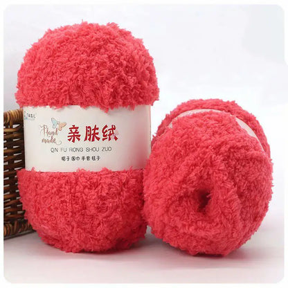 Fil Chenille doux et fin en velours de corail, 50g/paquet, fils de serviette pour tricoter, fil au Crochet, tricot à la main, poupées de bricolage