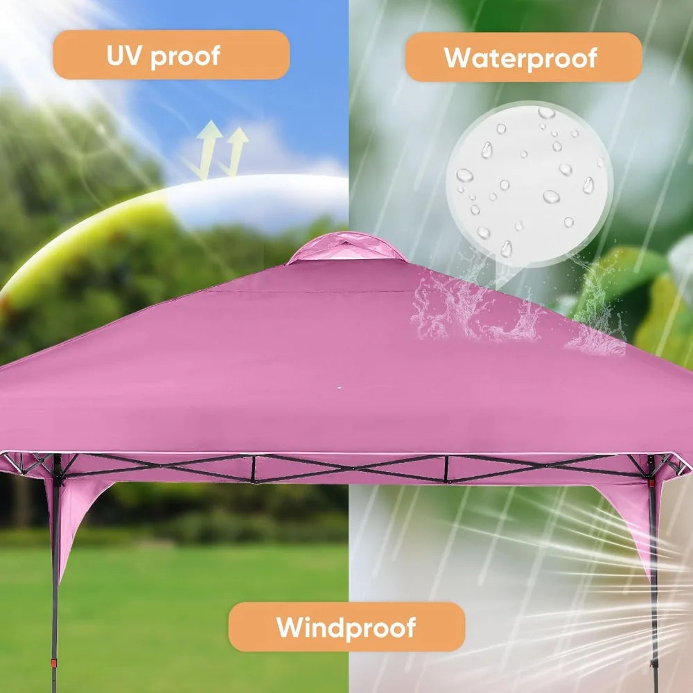 Tente extérieure pop-up 12x12, pare-soleil portable, idéale pour les jardins/paramètres extérieurs/fêtes de mariage et événements, édition rose.