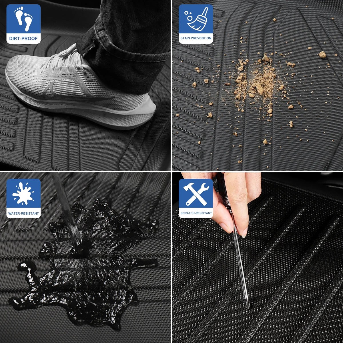 Pour BYD Shark 2025 2024 3D TPE tapis de sol tapis de coffre tous temps imperméable anti-dérapant arrière doublure de chargement tapis coussinets de pied noir