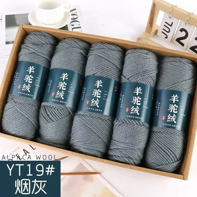 Fil de laine d'alpaga et cachemire, 500 g/ensemble, pour vêtements au Crochet, chapeaux, gants, moyennement épais, 3 plis, fil de laine tricoté à la main de haute qualité, gonflé