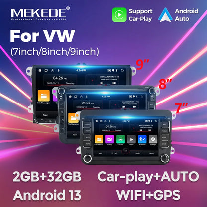 MEKEDE Android Autoradio pour Volkswagen Passat b6 b7 golf 5 6 Polo Jetta Skoda Autoradio multimédia PlayerGPS WiFi RDS Carplay