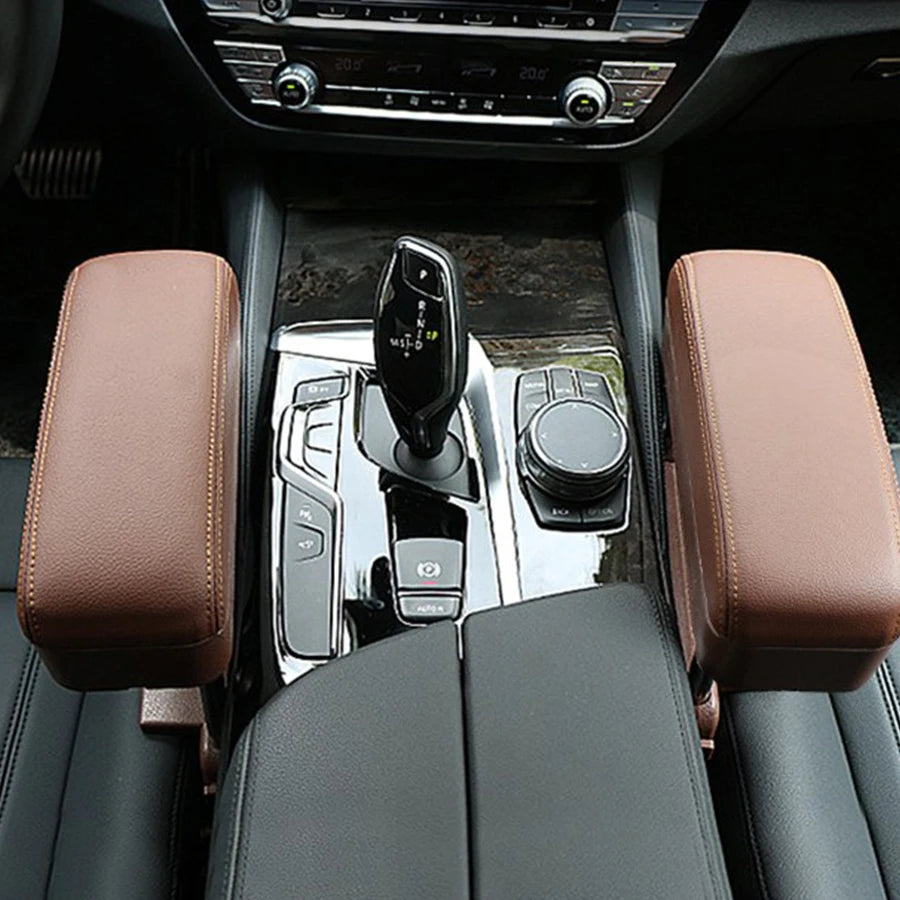Leather Auto Car SUV Front Seat Side Gap Center Console Storage Box Organizer Pocket Adjustable Lifeable Armrest
