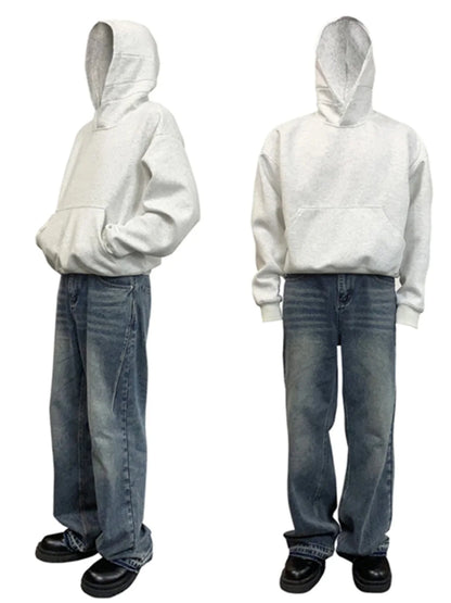 Sweat-shirt à capuche Bla Boxy pour homme, automne-hiver, surdimensionné, style américain, rigide et solide, en coton et polyester, décontracté...