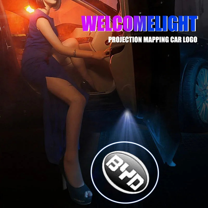 Pour BYD Atto 3 Act Tang F3 E6 Yuan Song Plus EV F0 Qin 2 pièces LED sans fil porte de voiture lampe de bienvenue projecteur lumière accessoires automobiles