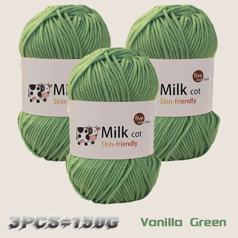 Fil de lait tissé à 5 brins, optique moyenne faite à la main, boule de fil, bricolage, beurre, pull, fleur, chapeau, écharpe, 150g