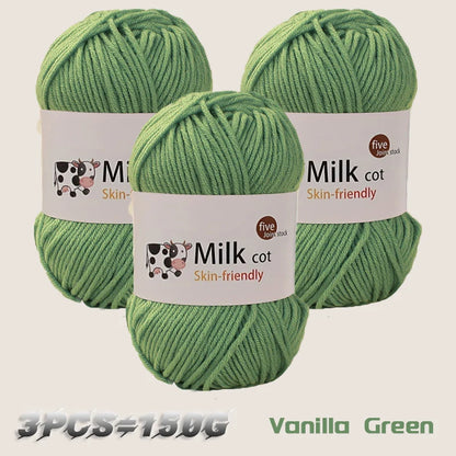 Fil de lait tissé à 5 brins, optique moyenne faite à la main, boule de fil, bricolage, beurre, pull, fleur, chapeau, écharpe, 150g