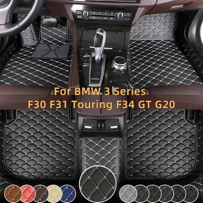 Tapis de sol en cuir personnalisé pour BMW Série 3, F30, F31, Touring F34, IGHTG20, 20-23, Couverture complète, Auto, Doublures de sol de luxe