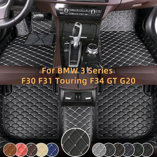 Tapis de sol en cuir personnalisé pour BMW Série 3, F30, F31, Touring F34, IGHTG20, 20-23, Couverture complète, Auto, Doublures de sol de luxe