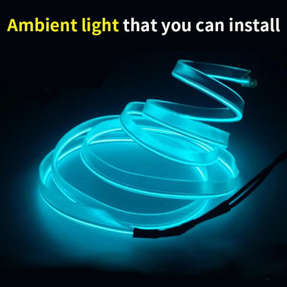 Bande Lumineuse LED Flexible de 5m, Tube de Lumière Froide EL avec USB, Lampe d'Ambiance de Décoration Automobile