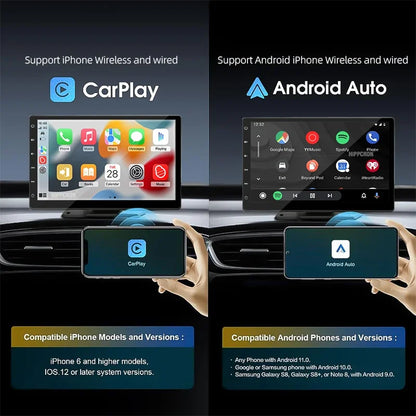Hipppcron 9 "Radio de voiture Portable lecteur vidéo multimédia sans fil CarPlay et Android Auto IPS écran tactile BT USB TF entrée AUX