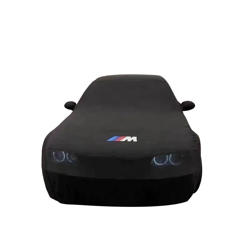 Housse de voiture élastique en Satin noir, Super douce, lavable, respirante, extensible, de haute qualité, pour intérieur, Anti-poussière