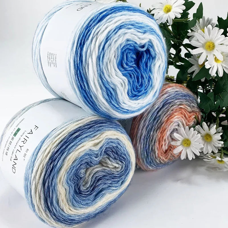 Fil à gâteau dégradé pour tricoter à la main, fil coloré au Crochet, Section moyenne et épaisse, fil arc-en-ciel en laine de coton teint, 100 g/pièce
