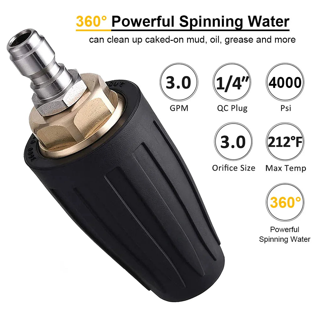 Nettoyeur de surface sous châssis de 24 pouces pour nettoyeur haute pression, balai à eau pour lavage de châssis de voiture, connecteur rapide 1/4 pouce, compatible Karcher Sun Joe