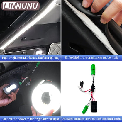 LINNUNU – bandes lumineuses LED pour coffre de voiture arrière, pour ZEEKR 7X 2025 2026, éclairage de boîte arrière, accessoires de bande de lampe décorative intérieure
