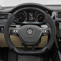 Juste de volant en cuir véritable pour Volkswagen, fibre de carbone, compatible avec VW CC Polo Bora Golf Jetta Lavida Lamando Magotan Passat