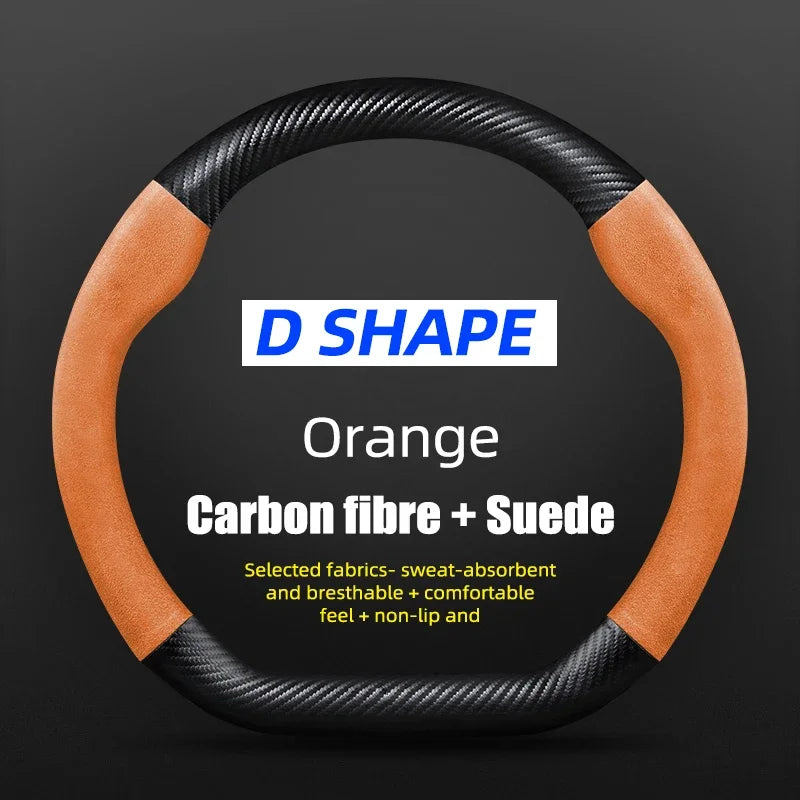 Juste de volant en cuir véritable pour Volkswagen, fibre de carbone, compatible avec VW CC Polo Bora Golf Jetta Lavida Lamando Magotan Passat