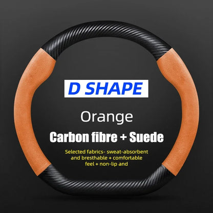 Juste de volant en cuir véritable pour Volkswagen, fibre de carbone, compatible avec VW CC Polo Bora Golf Jetta Lavida Lamando Magotan Passat