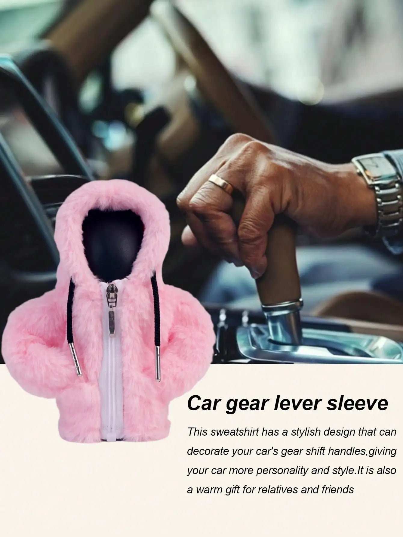 Housse de changement de vitesse de voiture floue, 1 pièce, manchon de pommeau de levier de vitesse en velours de Style sweat à capuche, universel pour les transmissions manuelles et automatiques