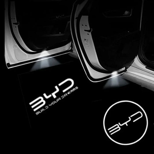 Projecteur d'ombre laser LED pour porte de voiture, lumière de logo, lumière de bienvenue, BYD, ATTO3, QIN, SONG Dock, 7, E6, tailles G, YUAN PLUS, 2 pièces