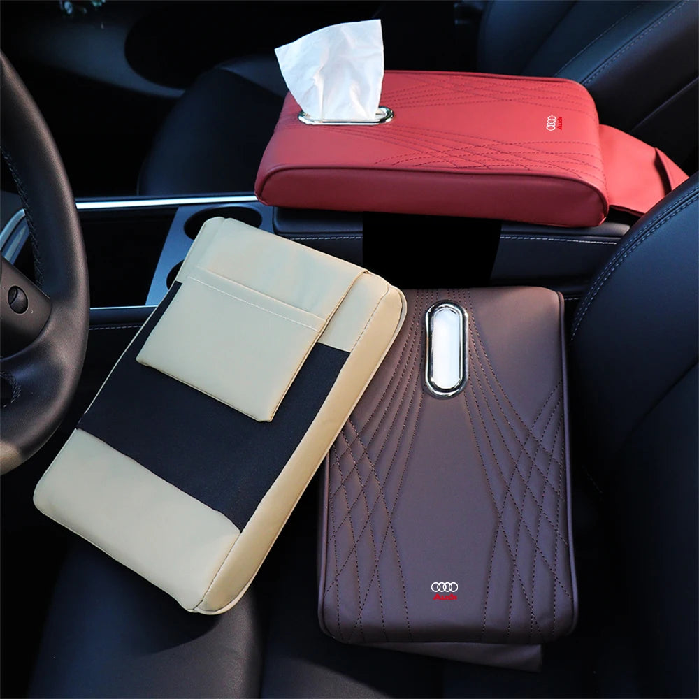 Boîte d'accoudoir de voiture en cuir, 1 pièce, housse de coussin de Protection avec sac de rangement pour Audi Sline A3 8P 8L 8V A4 B8 B6 B7 B9 A6