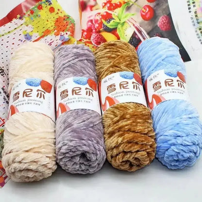 Fil de Velours en Polyester Mélangé de Coton Chenille, Crochet Ogo Doux pour Bébé, Fil Optique pour Écharpe, Bricolage Fait à la Main, 100 g/Rouleau