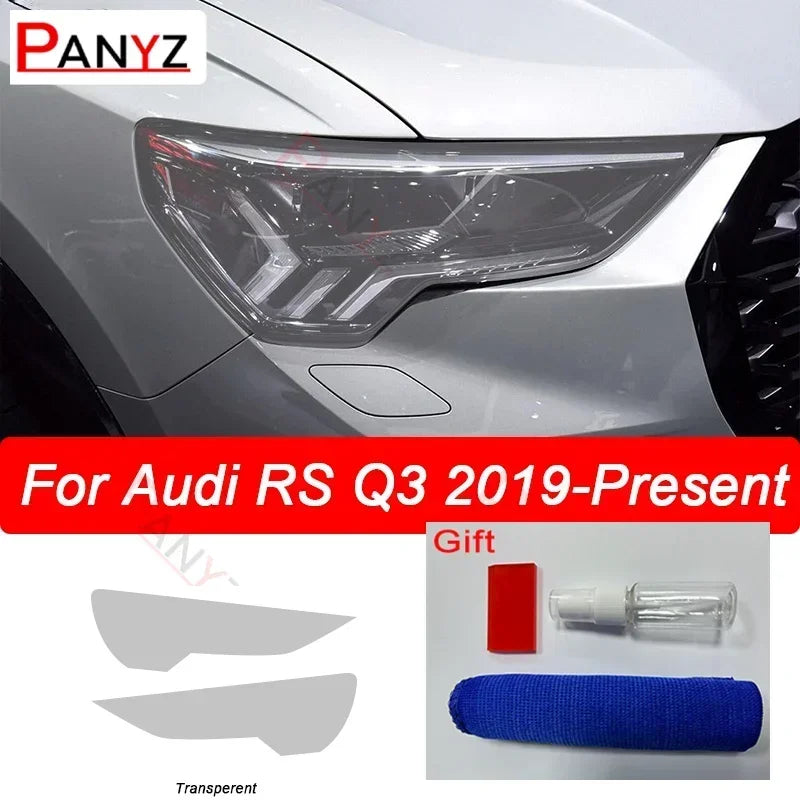 Film de protection pour phares de voiture, 2 pièces, pour Audi Q3 8U F3 2012-présent RSQ3 Sportback 2020, autocollant Transparent en TPU noir