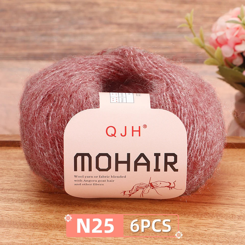 Fil Mohair doux et chaud, 6 paquets/150g, chaussettes de pull en tricot faites à la main, fil d'écharpe châle au Crochet, 60% Mohair, 40% acrylique