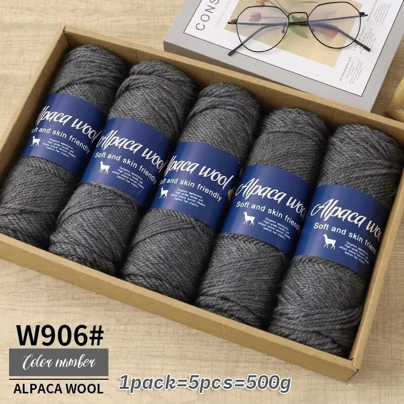 Fil de laine d'alpaga 500g, fil grossier, tissé à la main pour fabriquer des pulls chauds et à la mode, coupe-vent, vestes, foulards, chapeaux, fils