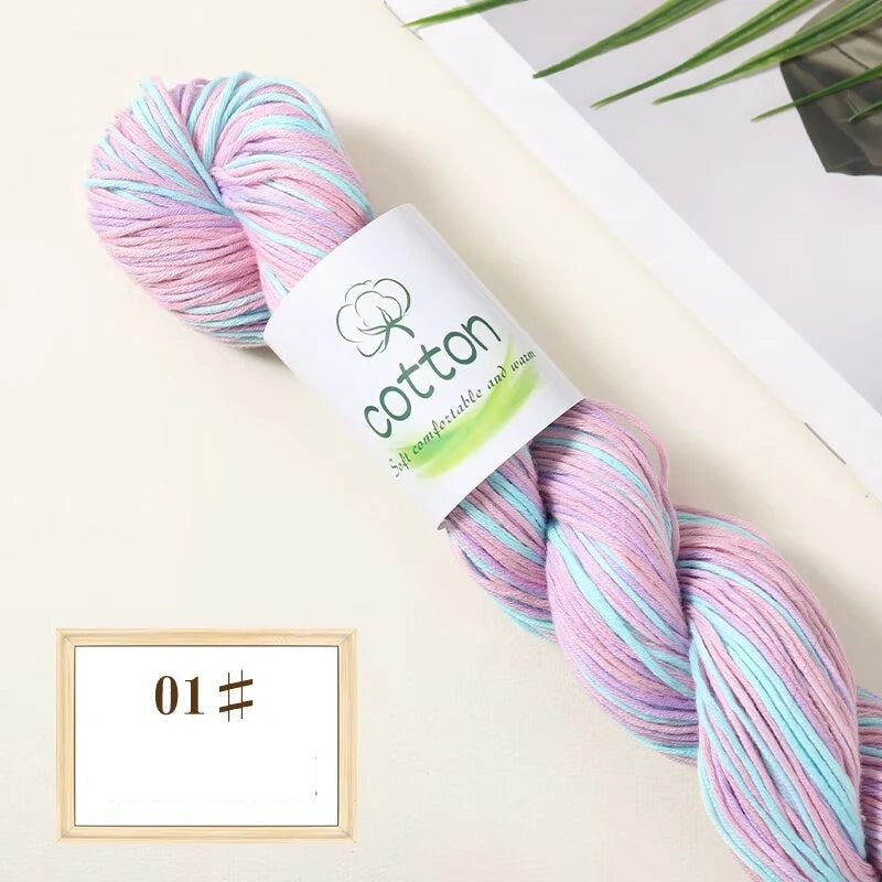 Fil dégradé 100% coton teint à la main 2mm 50g pour tricot, crochet, écharpe et pull DIY
