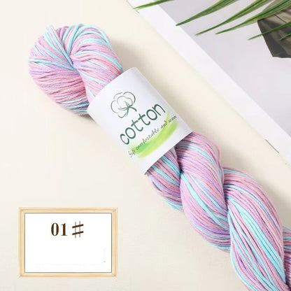 Fil dégradé 100% coton teint à la main 2mm 50g pour tricot, crochet, écharpe et pull DIY