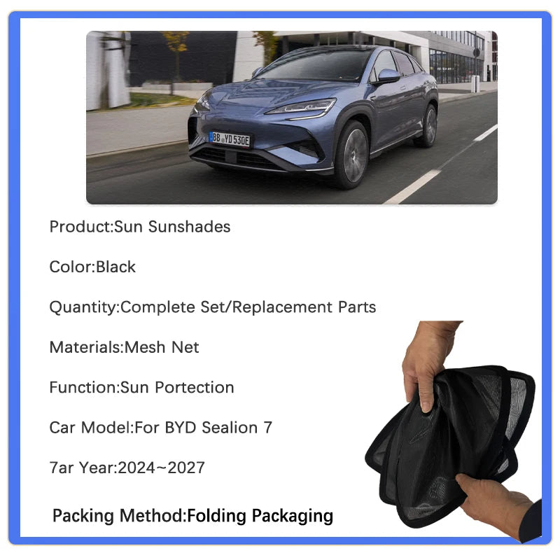 Pare-soleil de voiture pour BYD Sealion 7 Sealion 07 EV 2024 2025 2026 2027, coussin Anti-UV, rideau de fenêtre, pare-soleil, couverture d'accessoires automobiles
