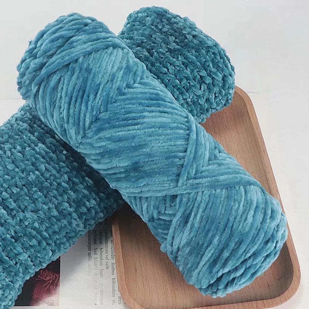 Fil de velours doux en Chenille, mélange de laine tricotée au Crochet, écharpe faite à la main, manteau, couverture et chapeau pour bébé, 95g