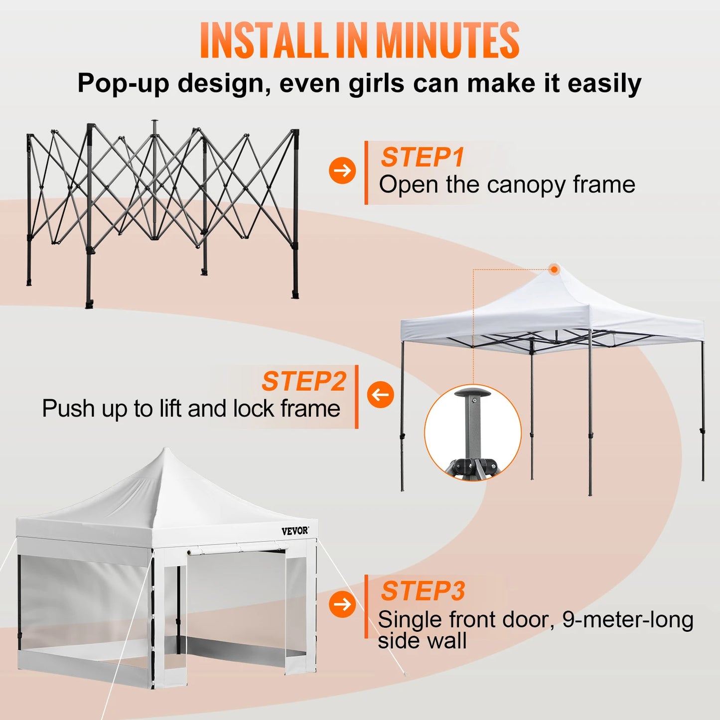 SucceBuy 10x10 Pop Up auvent tente extérieure dix avec parois latérales amovibles et sac à roulettes abri portable instantané pour camp de fête
